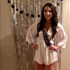 Show Me Your Mumu white romper with bell sleeves
